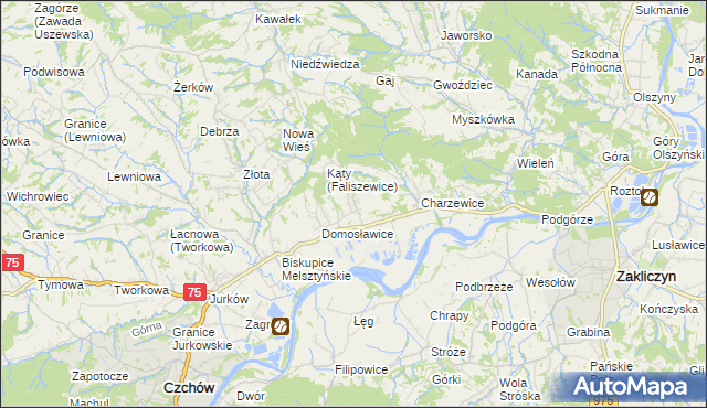 mapa Faliszewice, Faliszewice na mapie Targeo