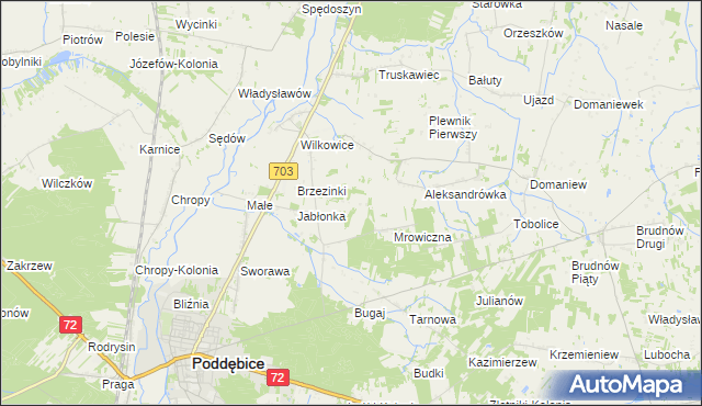 mapa Golice gmina Poddębice, Golice gmina Poddębice na mapie Targeo