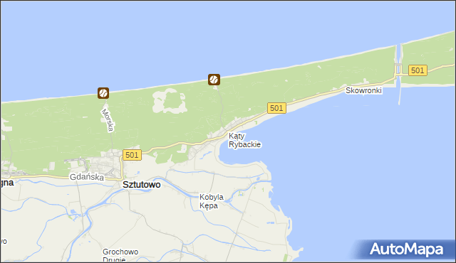 mapa Kąty Rybackie, Kąty Rybackie na mapie Targeo