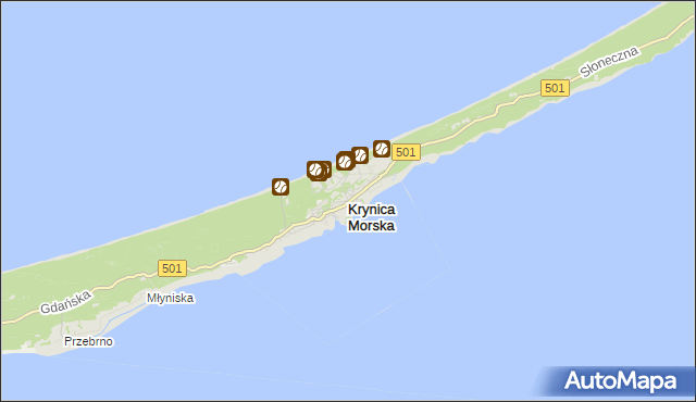 mapa Krynica Morska, Krynica Morska na mapie Targeo