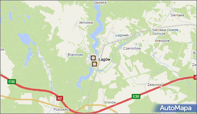 mapa Łagów powiat świebodziński, Łagów powiat świebodziński na mapie Targeo