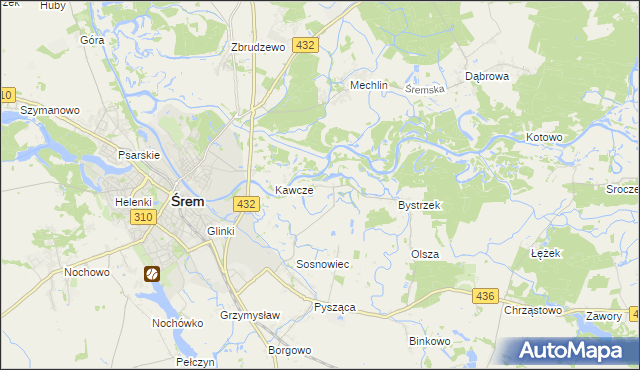mapa Łęg gmina Śrem, Łęg gmina Śrem na mapie Targeo