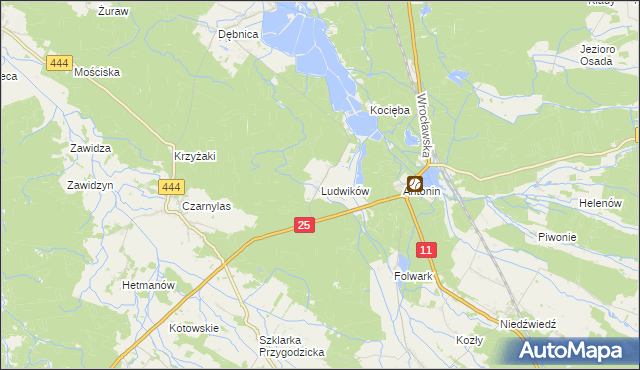 mapa Ludwików gmina Przygodzice, Ludwików gmina Przygodzice na mapie Targeo
