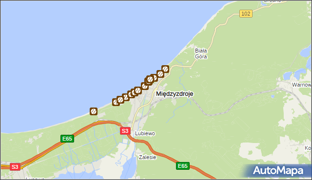 mapa Międzyzdroje, Międzyzdroje na mapie Targeo