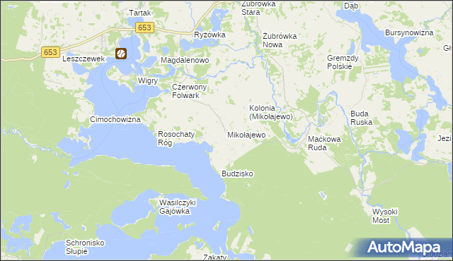 mapa Mikołajewo gmina Krasnopol, Mikołajewo gmina Krasnopol na mapie Targeo