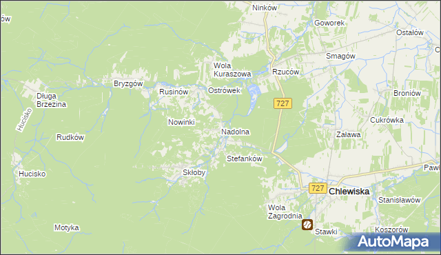 mapa Nadolna gmina Chlewiska, Nadolna gmina Chlewiska na mapie Targeo