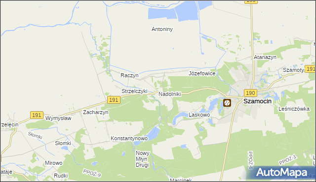 mapa Nadolniki, Nadolniki na mapie Targeo