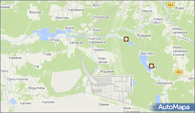 mapa Nowy Janów gmina Kluki, Nowy Janów gmina Kluki na mapie Targeo