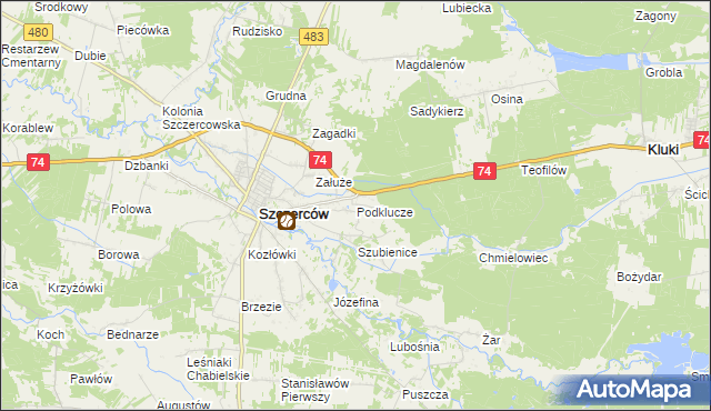 mapa Podklucze, Podklucze na mapie Targeo