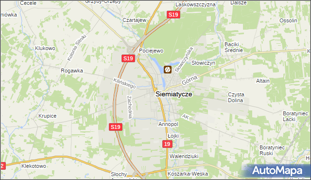 mapa Siemiatycze, Siemiatycze na mapie Targeo