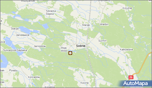 mapa Sośnie powiat ostrowski, Sośnie powiat ostrowski na mapie Targeo