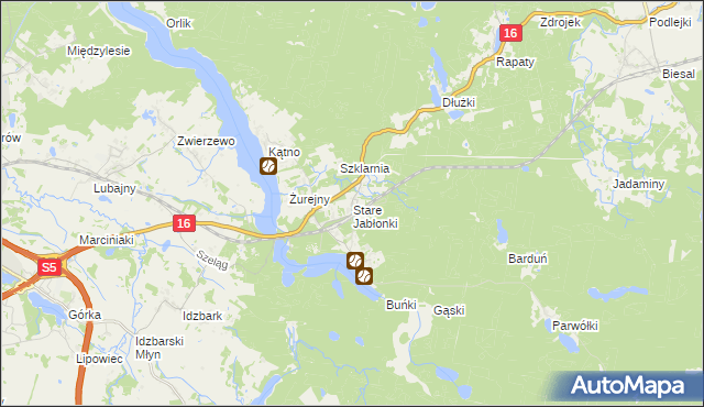 mapa Stare Jabłonki, Stare Jabłonki na mapie Targeo