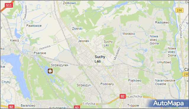 mapa Suchy Las powiat poznański, Suchy Las powiat poznański na mapie Targeo