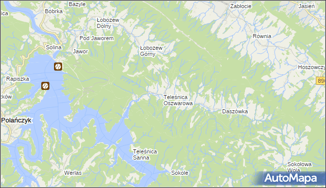 mapa Teleśnica Oszwarowa, Teleśnica Oszwarowa na mapie Targeo