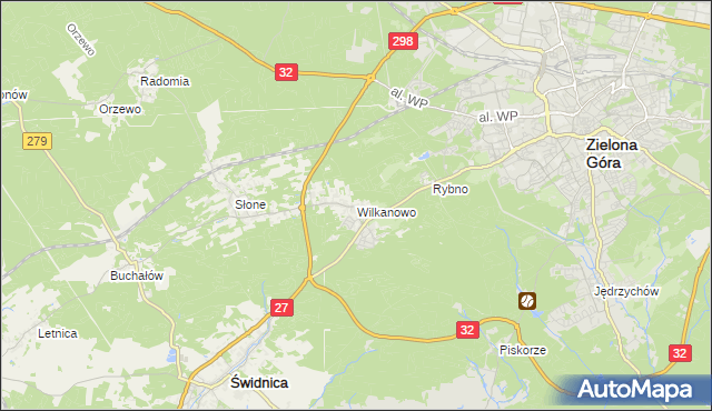 mapa Wilkanowo gmina Świdnica, Wilkanowo gmina Świdnica na mapie Targeo