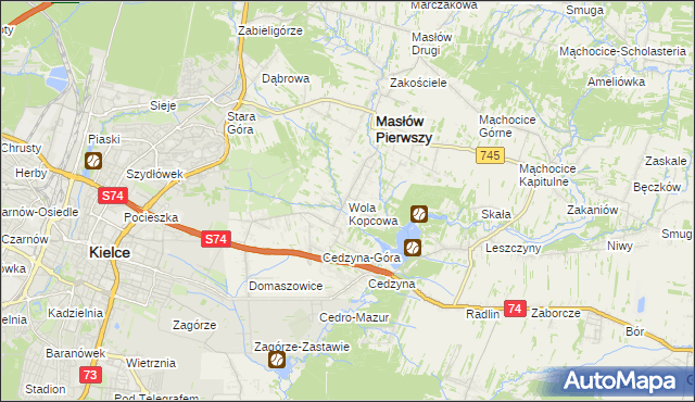 mapa Wola Kopcowa, Wola Kopcowa na mapie Targeo