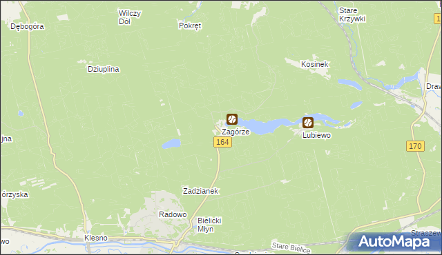 mapa Zagórze gmina Drezdenko, Zagórze gmina Drezdenko na mapie Targeo