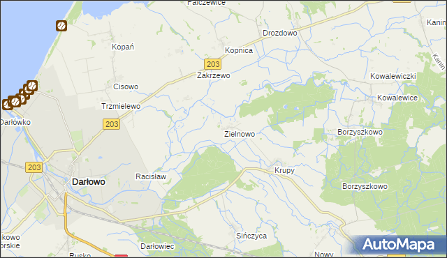 mapa Zielnowo gmina Darłowo, Zielnowo gmina Darłowo na mapie Targeo