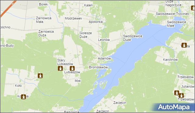 mapa Adamów gmina Wolbórz, Adamów gmina Wolbórz na mapie Targeo