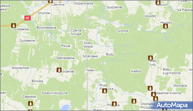 mapa Adelinów gmina Fałków, Adelinów gmina Fałków na mapie Targeo