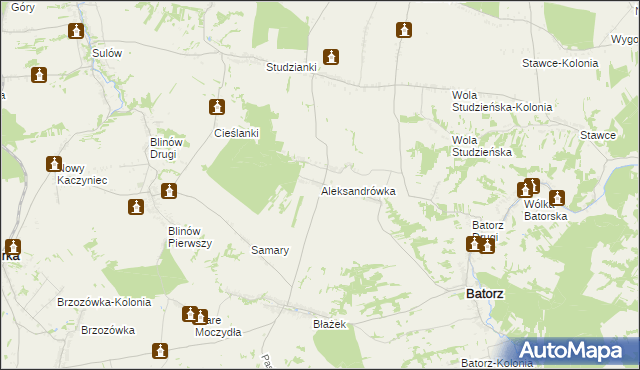 mapa Aleksandrówka gmina Batorz, Aleksandrówka gmina Batorz na mapie Targeo