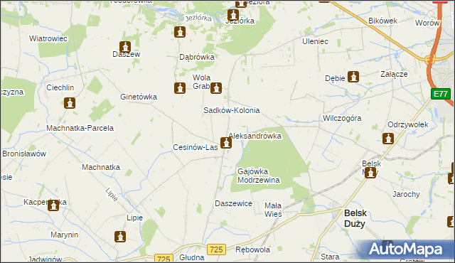 mapa Aleksandrówka gmina Belsk Duży, Aleksandrówka gmina Belsk Duży na mapie Targeo
