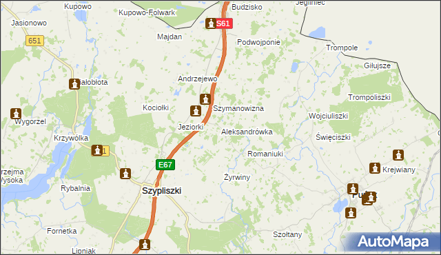 mapa Aleksandrówka gmina Szypliszki, Aleksandrówka gmina Szypliszki na mapie Targeo