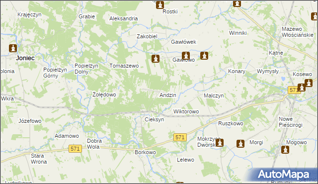 mapa Andzin, Andzin na mapie Targeo