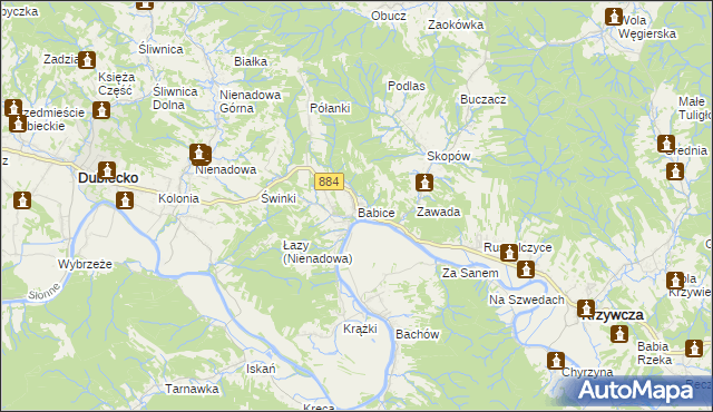 mapa Babice gmina Krzywcza, Babice gmina Krzywcza na mapie Targeo