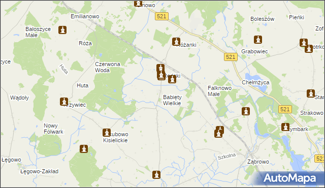 mapa Babięty Wielkie, Babięty Wielkie na mapie Targeo