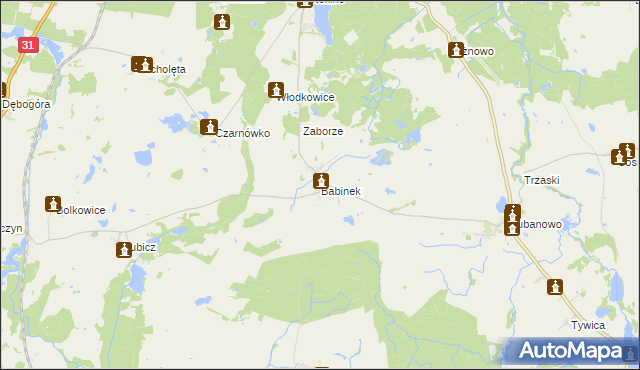 mapa Babinek gmina Banie, Babinek gmina Banie na mapie Targeo