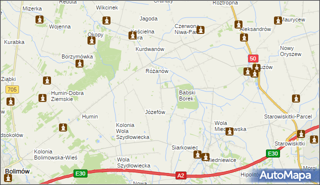 mapa Babskie Budy, Babskie Budy na mapie Targeo