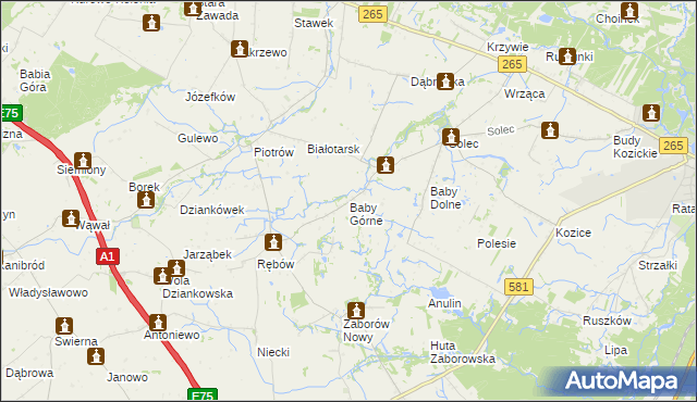 mapa Baby Górne, Baby Górne na mapie Targeo