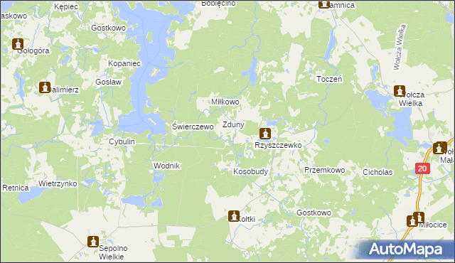 mapa Bagniewko gmina Biały Bór, Bagniewko gmina Biały Bór na mapie Targeo