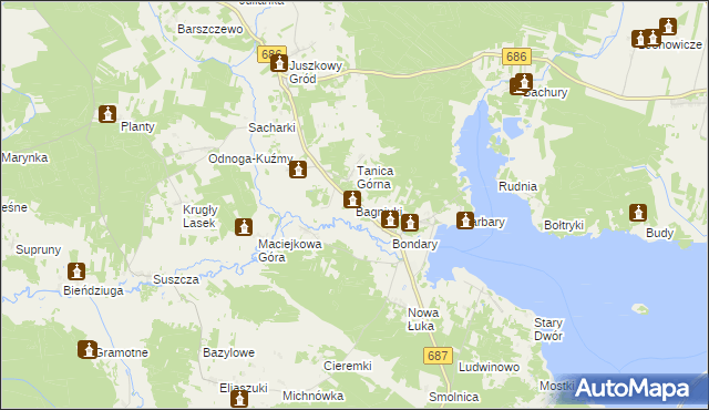 mapa Bagniuki, Bagniuki na mapie Targeo