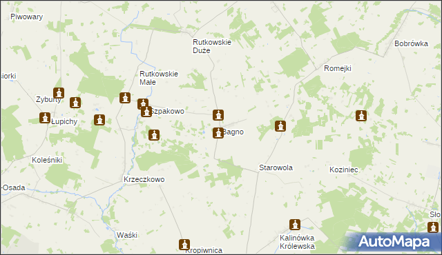 mapa Bagno gmina Jaświły, Bagno gmina Jaświły na mapie Targeo