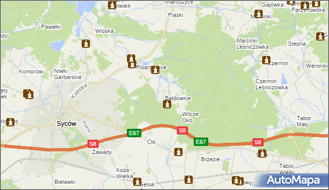 mapa Bałdowice, Bałdowice na mapie Targeo