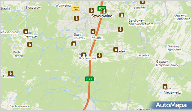 mapa Barak gmina Szydłowiec, Barak gmina Szydłowiec na mapie Targeo