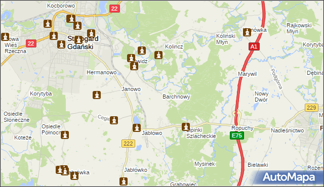 mapa Barchnowy, Barchnowy na mapie Targeo