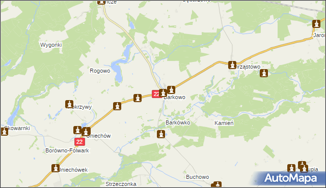 mapa Barkowo gmina Człuchów, Barkowo gmina Człuchów na mapie Targeo