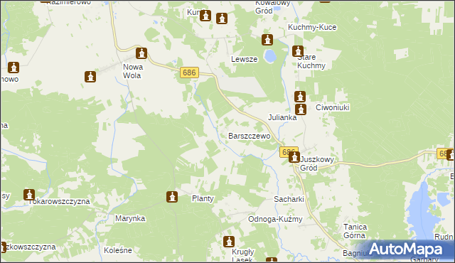mapa Barszczewo gmina Michałowo, Barszczewo gmina Michałowo na mapie Targeo