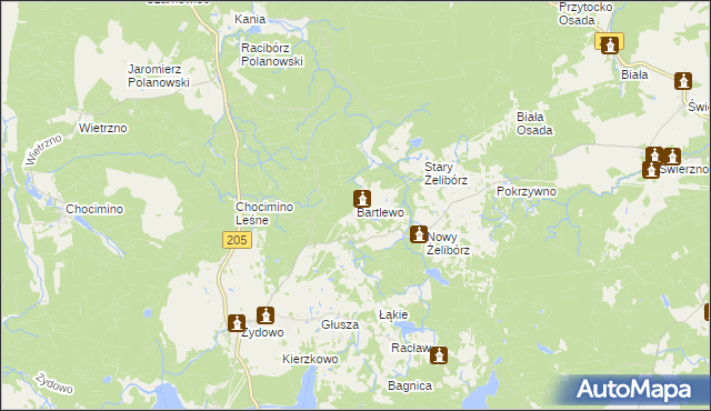 mapa Bartlewo gmina Polanów, Bartlewo gmina Polanów na mapie Targeo