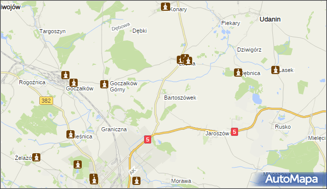 mapa Bartoszówek, Bartoszówek na mapie Targeo