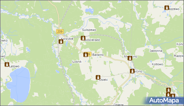 mapa Barwino, Barwino na mapie Targeo