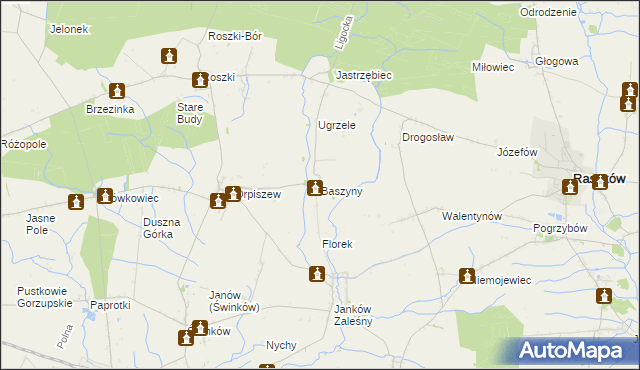 mapa Baszyny, Baszyny na mapie Targeo