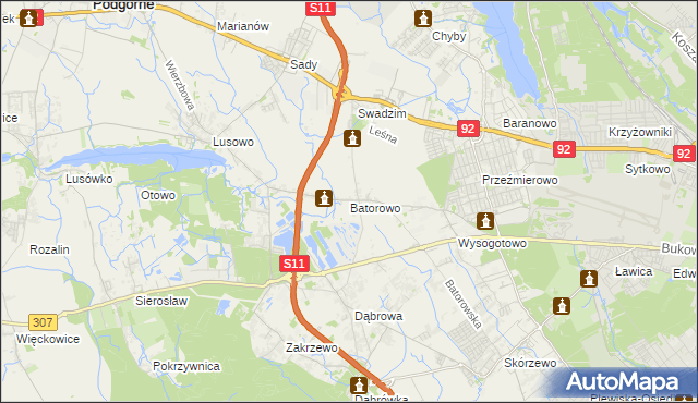 mapa Batorowo gmina Tarnowo Podgórne, Batorowo gmina Tarnowo Podgórne na mapie Targeo