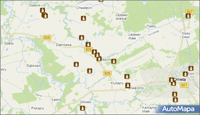 mapa Bażyny, Bażyny na mapie Targeo