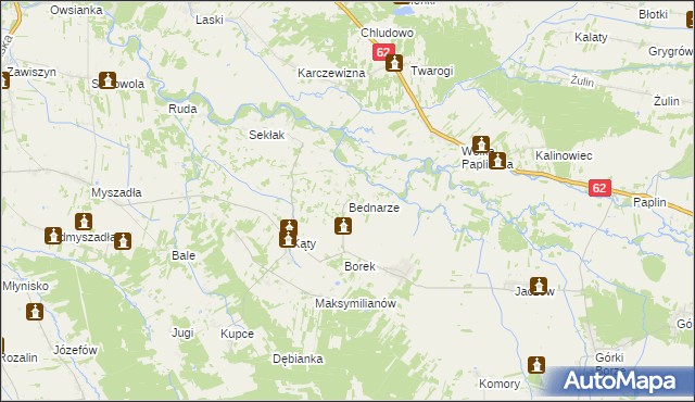 mapa Bednarze gmina Korytnica, Bednarze gmina Korytnica na mapie Targeo