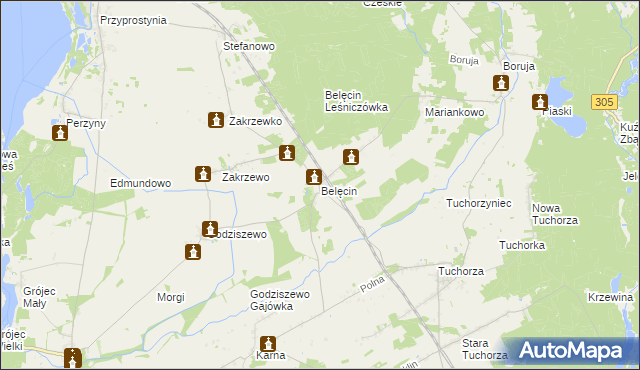 mapa Belęcin, Belęcin na mapie Targeo
