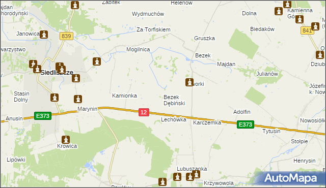 mapa Bezek Dębiński, Bezek Dębiński na mapie Targeo